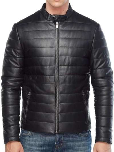 Premium Genuine Men's Puffer Leather Jacket - 100% Lambskin