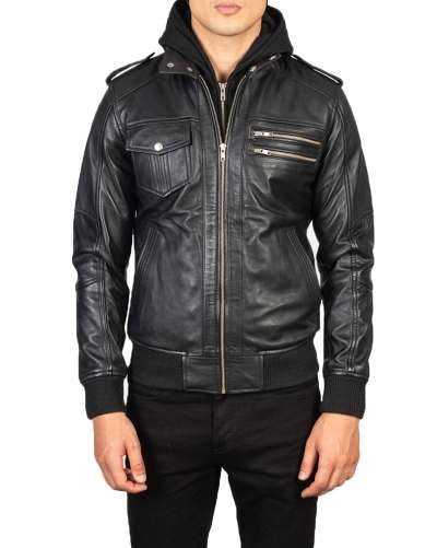 Motorcycle Jacket With Removable Hood - 100% Lambskin