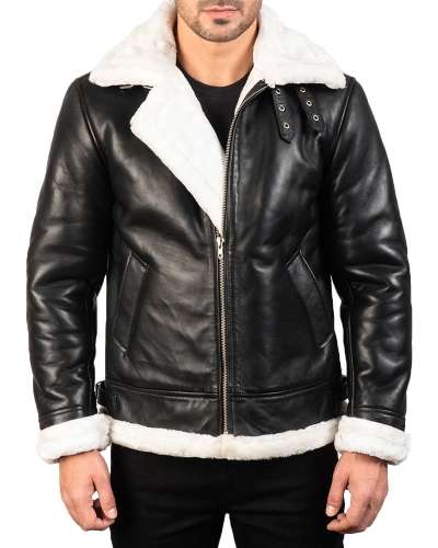 Men's Searling Jacket With White Fur - 100% Lambskin