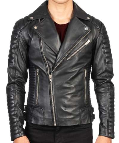 Genuine Leather Biker Jacket For Men - 100% Lambskin