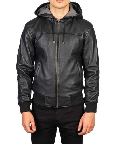 Men's Bomber Hooded Jacket With Drawstring