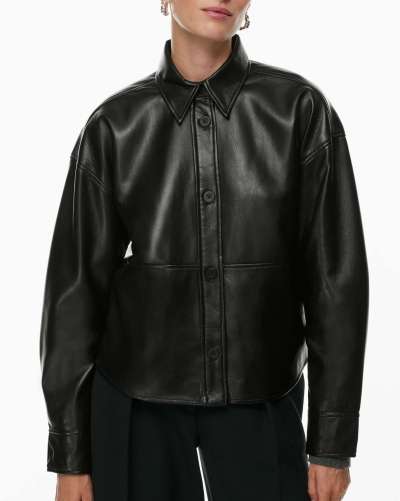 Women's Leather Shirt Jacket