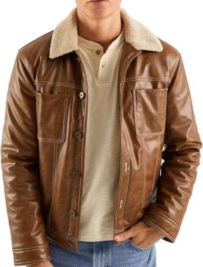 Premium Genuine Men's Leather Jacket Fur Collar  - 100% Lambskin