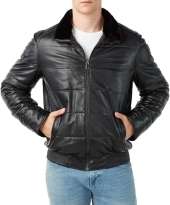 Premium Genuine Men's Puffer Leather Jacket - Fur Style - 100% Lambskin