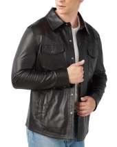 Men's Leather Shirt Jacket - 100% Lambskin