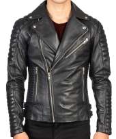 Genuine Leather Biker Jacket For Men - 100% Lambskin