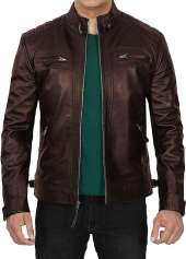 Genuine Cafe Racer Leather Jacket For Men - 100% Lambskin