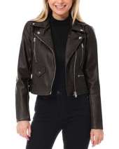 Women's Long Sleeve Zipper Closure Biker Jacket - Real Lambskin